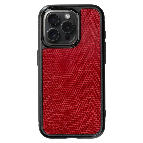 Luxury iPhone 15 Pro/Pro Max Skin - Genuine Lizard Leather - Ruby Color